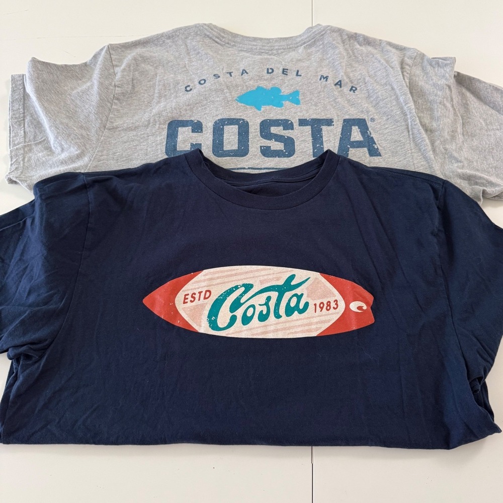 Costa‎ Del Mar Men's XL Graphic T-Shirt 2 Pack Bundle Gray Navy Fishing Surf